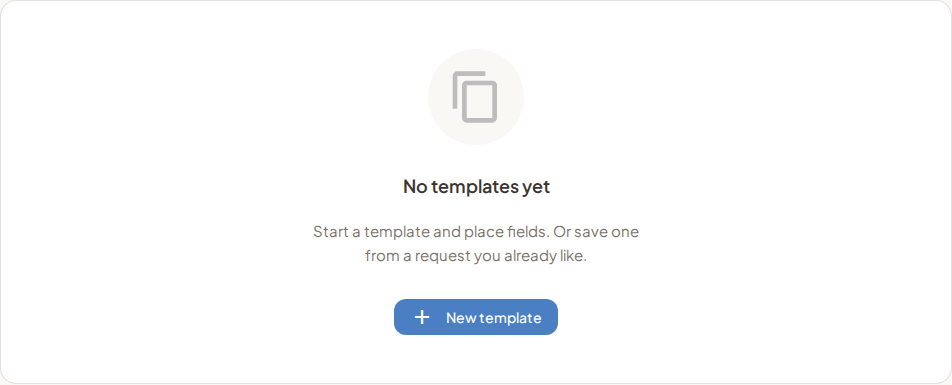 Templates list with Use template, rename, and delete